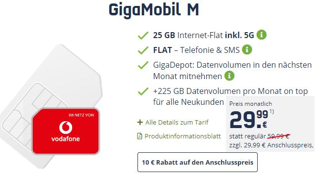 Freenet: "GigaMobil M" mit 250 GByte 5G für 29,99 Euro