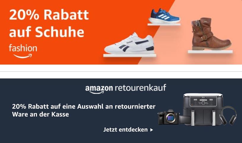Amazon Retourenkauf: 20 Prozent Rabatt auf über 20.000 Artikel