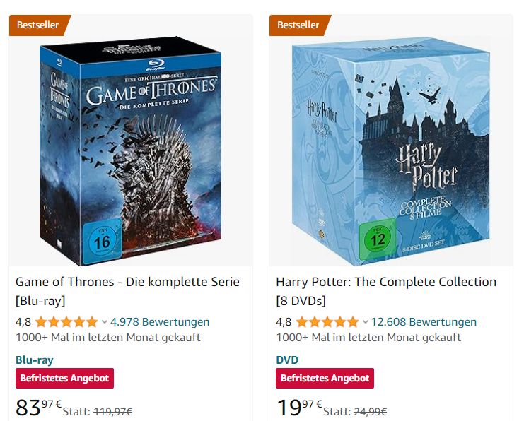 Amazon: Filmboxen und Komplett-Sets mit Rabatt