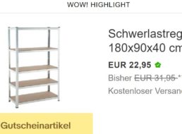 Ebay: Schwerlastregal für 20,66 Euro frei Haus dank Gutschein