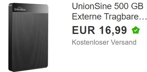 Ebay: Externe Festplatte mit 500 GByte für 16,99 Euro