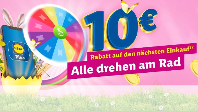 Lidl Plus: Oster-Roulette mit Gutscheinen über zehn Euro