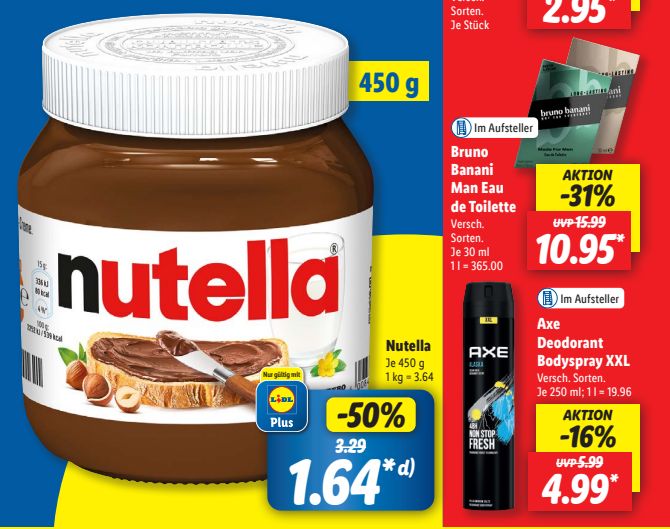 Lidl: Nutella-Glas und Barilla-Nudeln zu Bestpreisen