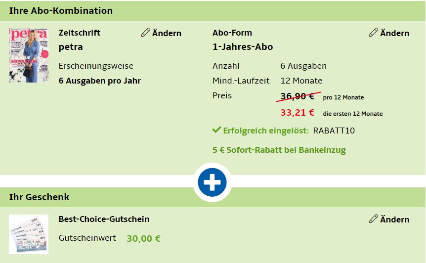 Petra: Jahresabo für 28,21 Euro mit Gutschein über 30 Euro