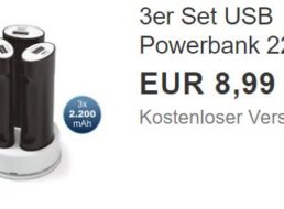 Ebay: 3er-Set Powerbank mit Ladestation für 8,99 Euro frei Haus