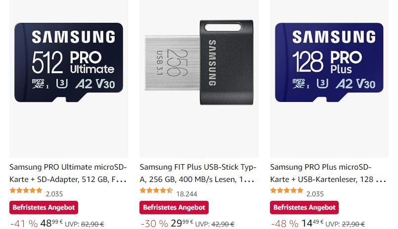 Samsung: USB-Sticks und Speicherkarten mit Rabatt