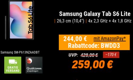 NBB: Galaxy Tab S6 Lite zum Bestpreis von 244 Euro