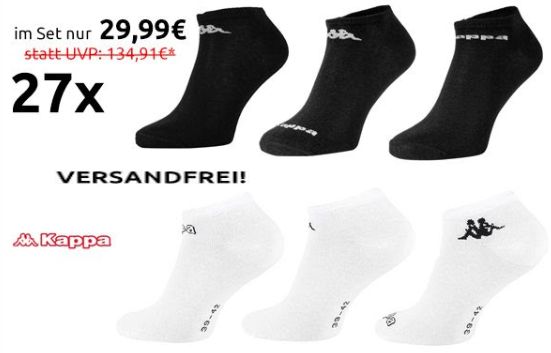 Kappa: 27 Paar Sneakersocken für 29,99 Euro frei Haus