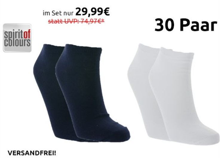 Outlet46: 30 Paar Bio-Baumwollsocken für 29,99 Euro frei Haus