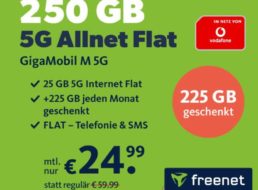 Vodafone-Netz: 250 GByte 5G-Flat für 24,99 Euro