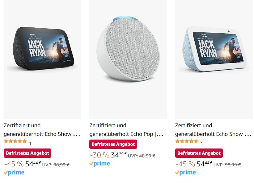 Amazon: Zertifizierte und generalüberholte Echo-Geräte ab 34,29 Euro