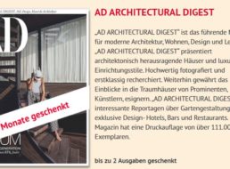 Gratis: Zwei Ausgaben „Architectural Digest“ zum Nulltarif frei Haus
