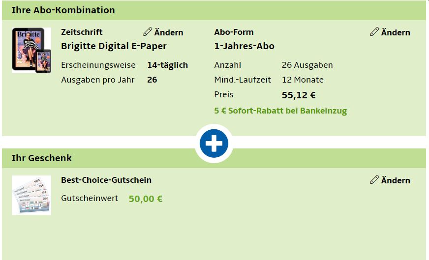 Brigitte: ePaper für 50,12 mit Gutschein über 50 Euro