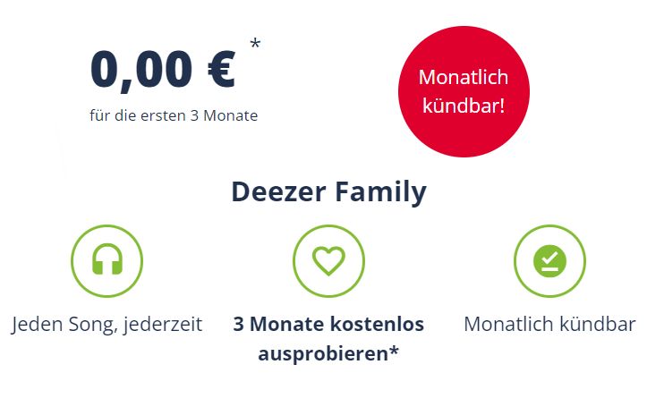 Knaller: Drei Monate "Deezer Family" für 0 statt 45 Euro