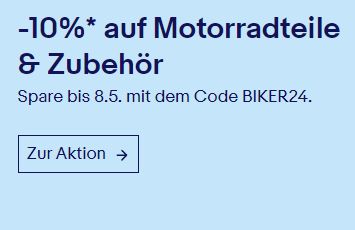 Ebay: 10 Prozent Rabatt auf Motorradteile und Zubehör