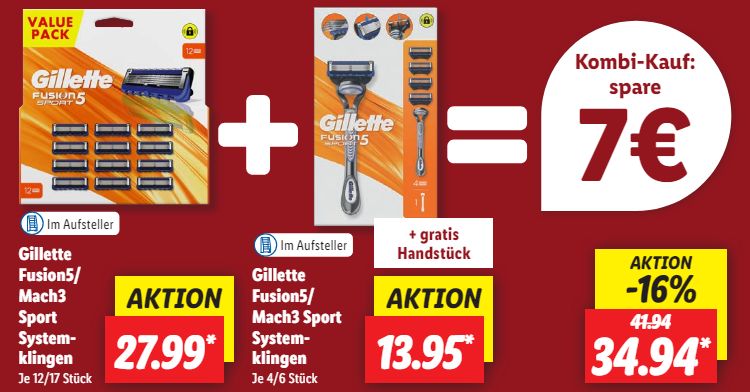 Lidl: Gilette-Rasierer im Kombipack sieben Euro günstiger