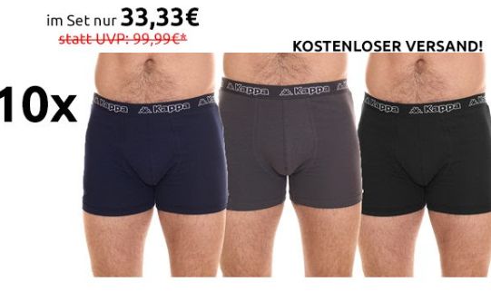 Kappa: Boxershorts im Zehnerpack für 33,33 Euro frei Haus