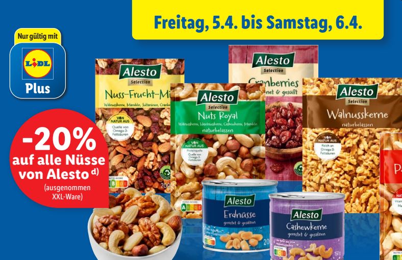 Lidl: Nuss-Rabatt von 20 Prozent am Freitag und Samstag