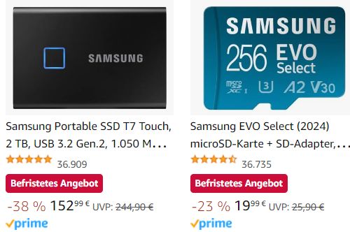 Amazon: Samsung-microSD mit 256 GByte für 19,99 Euro