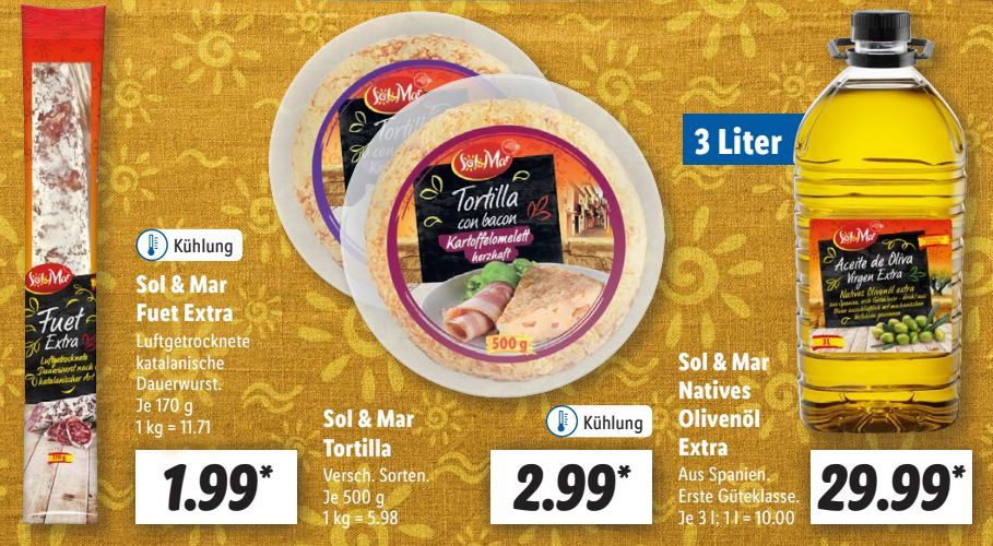 Lidl: Spanien-Woche ab Donnerstag mit Olivenöl zum Schnäppchenpreis