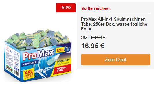 Dealclub: 12in1-Spülmaschinentabs für 9 Cent / Stück