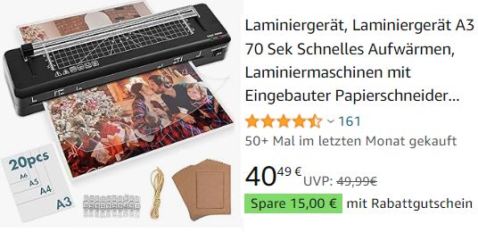 Amazon: A3-Laminiergerät zum Bestpreis von 25,49 Euro