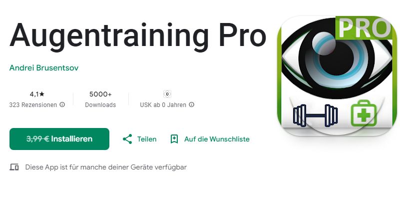 Gratis: App "Augentraining Pro" für 0 statt 3,99 Euro