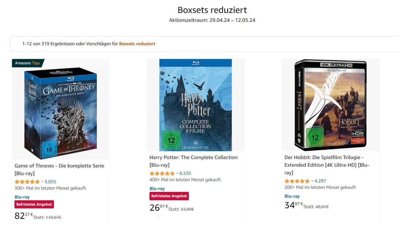 Amazon: Boxsets mit Rabatt