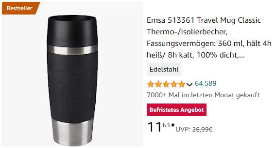 Amazon: Emsa Travel Mug für 11,63 Euro