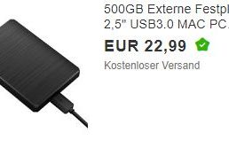Ebay: Externe Festplatte mit 500 GByte für 17,99 Euro