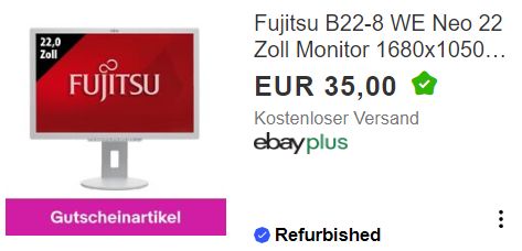 Ebay: Fujitsu-Bildschirm Refurb für 31,50 Euro frei Haus