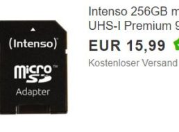 Ebay: „Intenso Micro SDXC Karte“ mit 256 GByte für 15,99 Euro