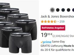 Amazon: Achterpack Boxershorts von „Jack & Jones“ für 19,99 Euro