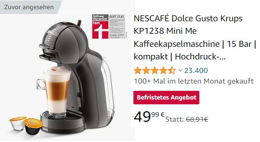 Amazon: Krups-Kapselmaschine KP1238 für 49,99 Euro frei Haus