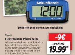 Lidl: Digitale Parkscheibe „Needit Park Mikro“ für 19,99 Euro