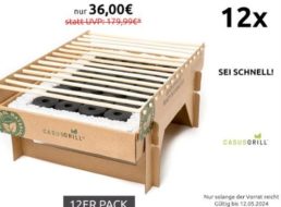 Knaller: Zwölferpack „Casusgrill“ mit Lavastein für 36 Euro frei Haus