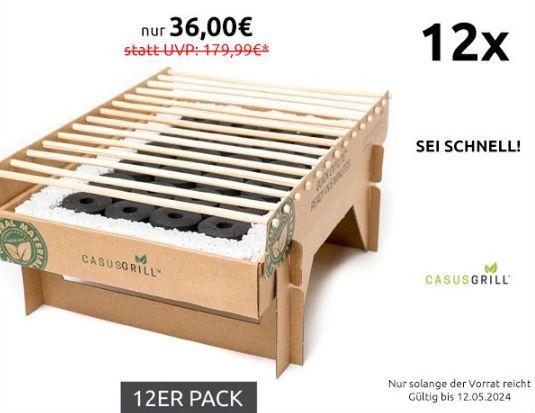 Knaller: Zwölferpack Einweggrills mit Lavastein für 36 Euro frei Haus