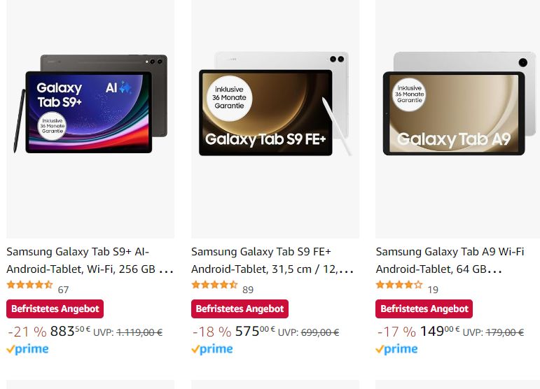 Amazon: Samsung-Tablets mit Rabatt
