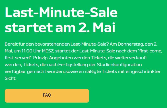 Fußball-EM: Last-Minute-Sale startet um elf Uhr