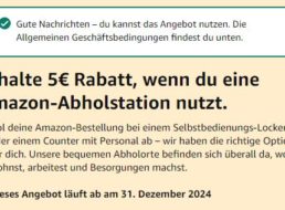 Amazon: 5 Euro Rabatt bei Lieferung an Abholstation