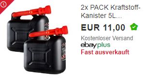 Ebay: Doppelpack Benzinkanister für 11 Euro frei Haus