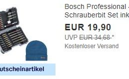 Bestpreis: „Bosch Professional Schrauberbit Set“ mit Mütze für 17,99 Euro