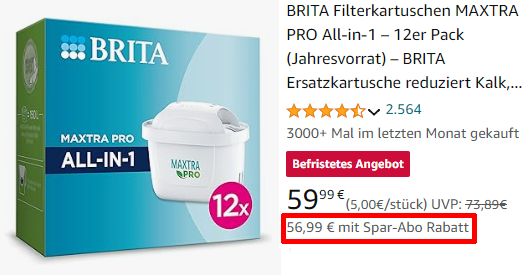 Brita Maxtra Pro: 12er-Pack im Sparabo ab 50,99 Euro