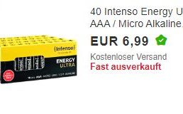 Ebay: 40er-Pack Intenso-Batterien (AAA) für 6,99 Euro