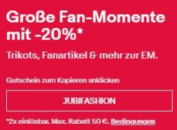Ebay: Mode und EM-Fanartikel mit 20 Prozent Rabatt