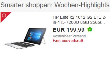 Ebay: LTE-Convertible "HP Elite x2" für 179,99 Euro frei Haus