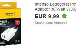 Ebay: Intenso-Ladegerät mit 30 Watt für 9,99 Euro frei Haus