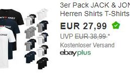 Jack&Jones: T-Shirts im Dreierpack für 27,99 Euro frei Haus