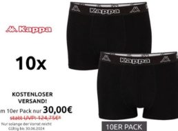 Kappa: Boxershorts im Zehnerpack für 30 Euro frei Haus