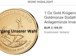 Ebay: Krügerrand Goldmünze für 2189 Euro frei Haus